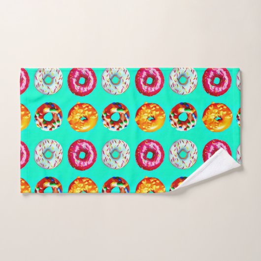 Donuts on turquoise (Serviette à main)