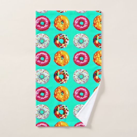 Donuts on turquoise bad handdoek (Handdoek)
