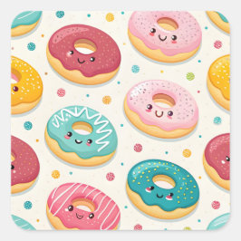 Donuts Patroon Vierkante Sticker