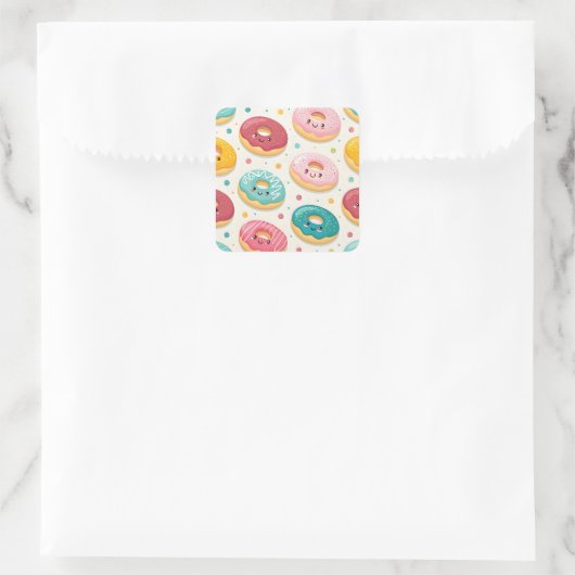 Donuts Pattern Vierkante Sticker (Tas)