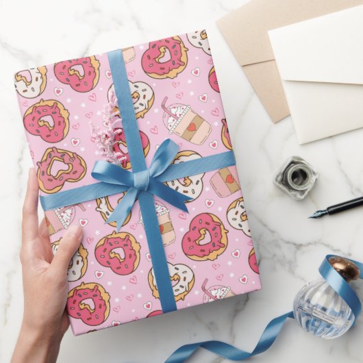 Donuts Retro Valentijns inpakpapier (Geschenken)