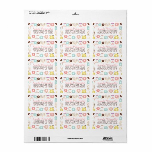 Donuts Return Address Labels (Full Sheet)