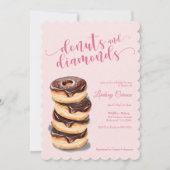 Donuts roses Diamants Douche nuptiale Invitation (Devant)