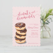 Donuts roses Diamants Douche nuptiale Invitation (Debout devant)
