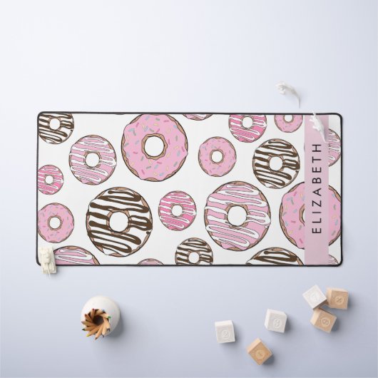 Donuts Roses, Donuts Blancs, Sprinkings, Votre Nom (Tableau pour enfants)