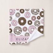 Donuts Roses, Donuts Brown, Sprinkings, Votre Nom (Gant de toilette)