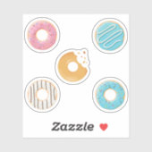 Donuts roze blauw en beten chocolade 5x set sticker (Vel)