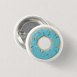 Donuts roze blauw en hapjes chocolade patroon ronde button 3,2 cm