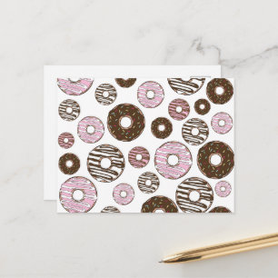 Donuts, roze donuts, bruine donuts briefkaart
