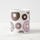 Donuts, roze donuts, bruine donuts extra grote beker (Voorkant)