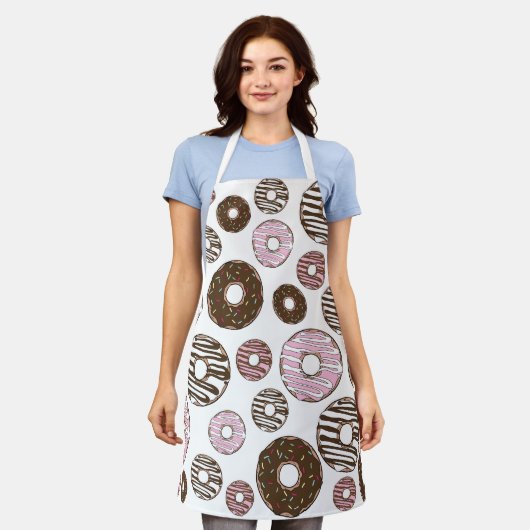 Donuts, roze donuts, bruine donuts schort (Gedragen)