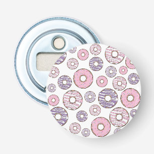 Donuts, roze donuts, Paarse donuts Button Flesopener