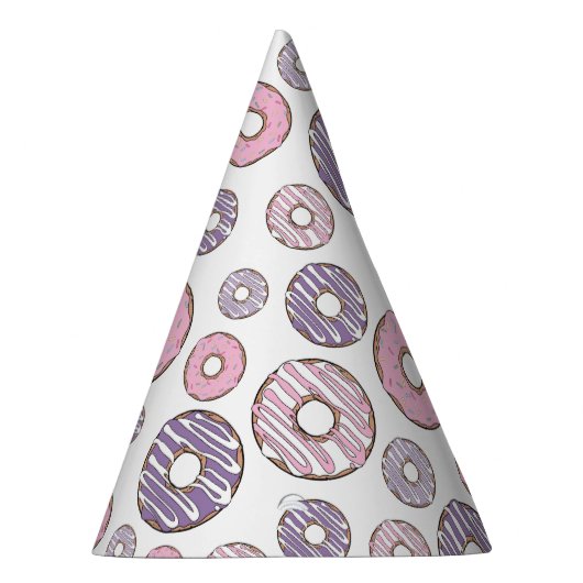 Donuts, roze donuts, Paarse donuts Feesthoedjes (Rechts)