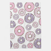 Donuts, roze donuts, Paarse donuts Theedoek (Verticaal)