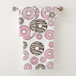 Donuts, roze donuts, witte donuts bad handdoek