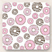 Donuts, roze donuts, witte donuts bier onderzetter (Voorkant)