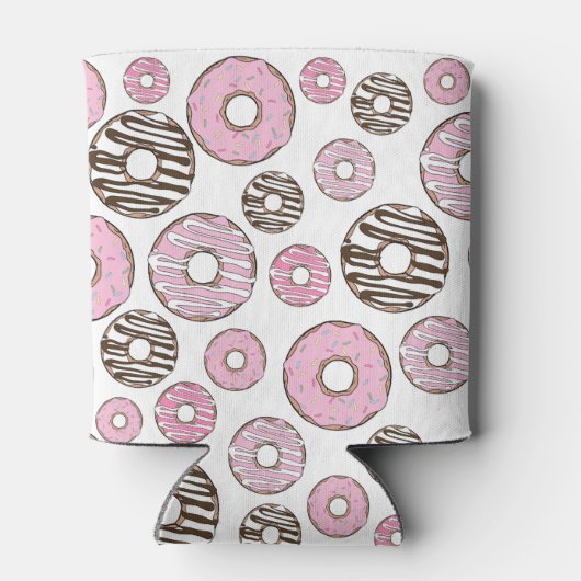 Donuts, roze donuts, witte donuts blikjeskoeler (Achterkant)