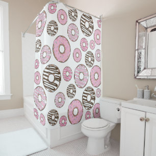 Donuts, roze donuts, witte donuts douchegordijn