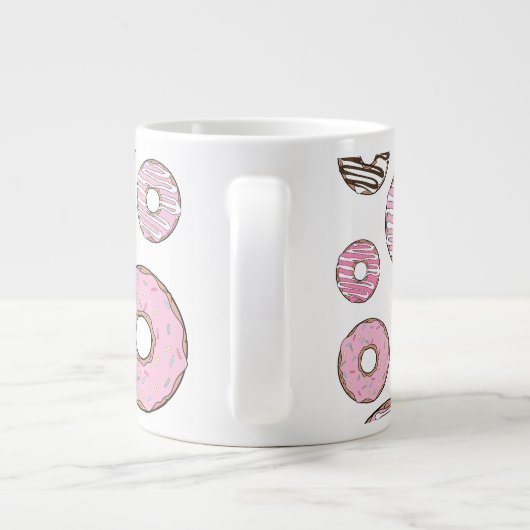 Donuts, roze donuts, witte donuts extra grote beker (Achterkant)
