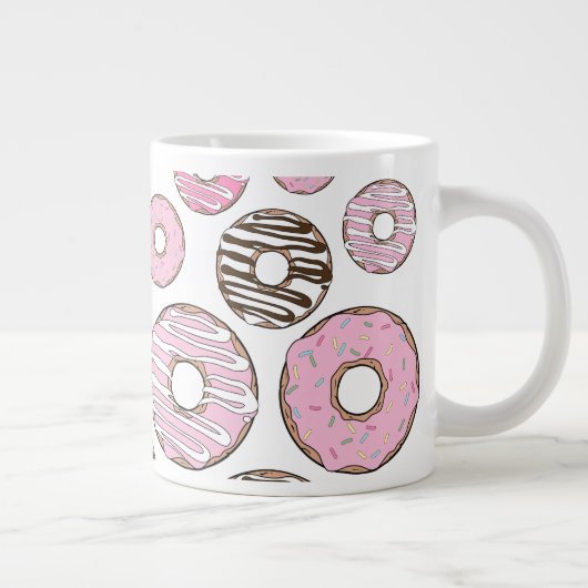 Donuts, roze donuts, witte donuts extra grote beker (Rechts)