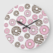 Donuts, roze donuts, witte donuts grote klok (Voorkant)