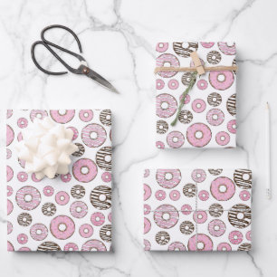 Donuts, roze donuts, witte donuts inpakpapier vel