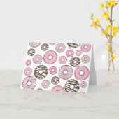 Donuts, roze donuts, witte donuts kaart (Gele Bloem)