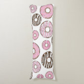 Donuts, roze donuts, witte donuts lichaamskussen (Voorkant Verticaal)