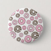 Donuts, roze donuts, witte donuts ronde button 5,7 cm (Voorkant)