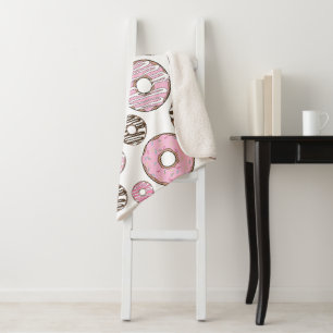 Donuts, roze donuts, witte donuts sherpa deken