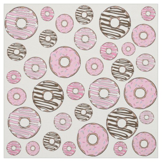 Donuts, roze donuts, witte donuts stof (Swatch)