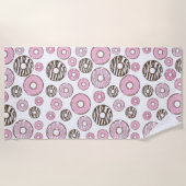 Donuts, roze donuts, witte donuts strandlaken (Voorkant)