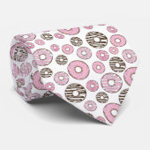 Donuts, roze donuts, witte donuts stropdas (Opgerold)
