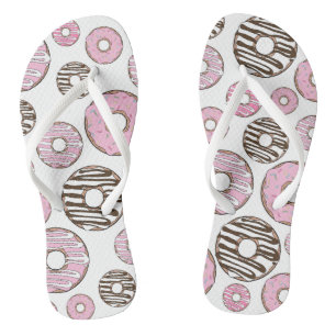 Donuts, roze donuts, witte donuts teenslippers