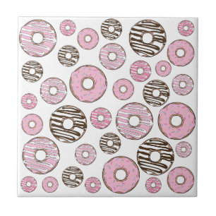 Donuts, roze donuts, witte donuts tegeltje