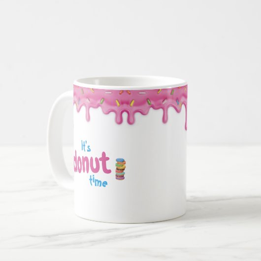 Donuts Roze Frosting Sprinkles Drip Coffee Mok (Voorkant links)