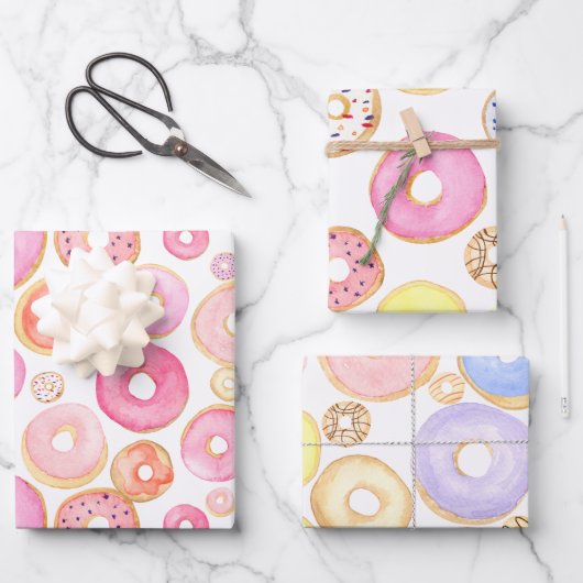 Donuts Roze Paars geel Inpakpapier Vel (Voorkant)