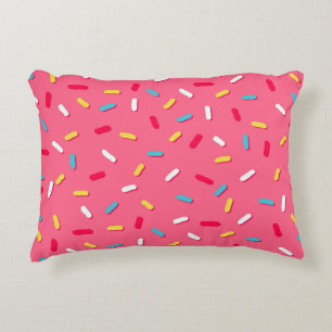 Donut's ruit naadloos patroon, roze achtergrond, t accent kussen
