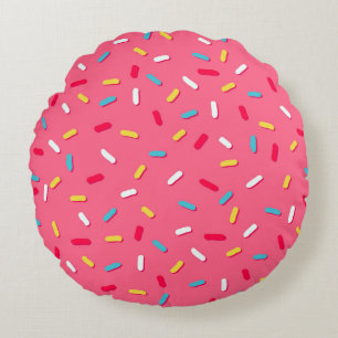 Donut's ruit naadloos patroon, roze achtergrond, t rond kussen