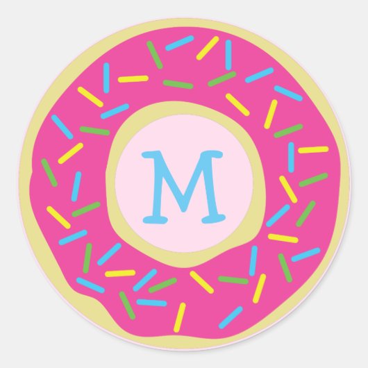 Donuts Schattige Kind Monogram Envelop Sticker Dou (Voorkant)