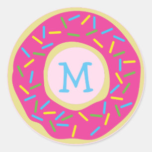 Donuts Schattige Kind Monogram Envelop Sticker Dou