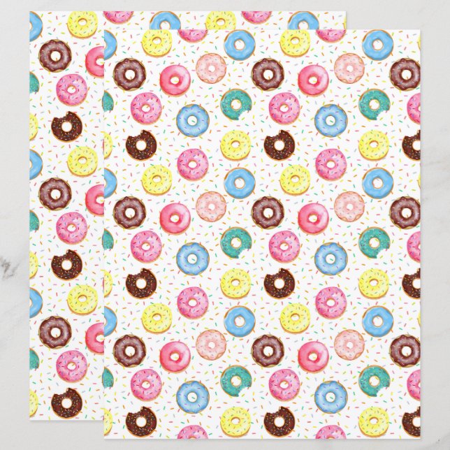 Donuts Scrapbook Papier (Voorkant / Achterkant)