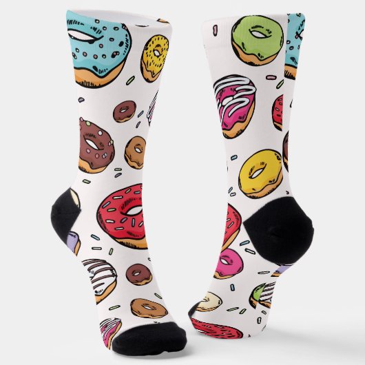 Donuts seamless pattern sokken (Gebogen)
