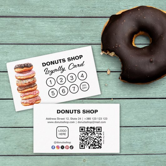 Donuts Shop Bakery Cute QR Code Carte de fidélité
