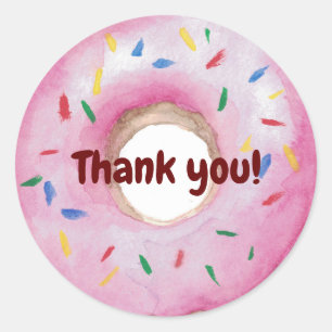 Donuts Sprinkles Waterverf Dank u Ronde Sticker