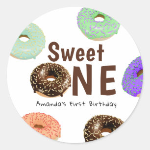 Donuts Sweet One 1e Verjaardag Ronde Sticker