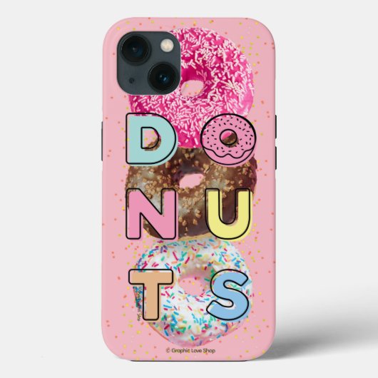 Donuts Typografie over Donut Background Case-Mate iPhone Case (Achterkant)