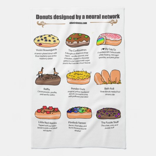 Donuts van AI Weirdness - Kitchen Towel Theedoek (Verticaal)