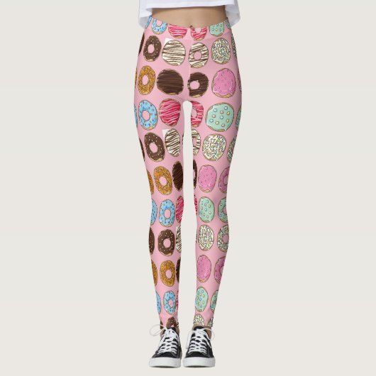 Donuts van gepekelde roze en chocolade, bevroren leggings (Voorkant)