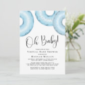 Donuts Virtual Baby shower Blue Invitation (Debout devant)
